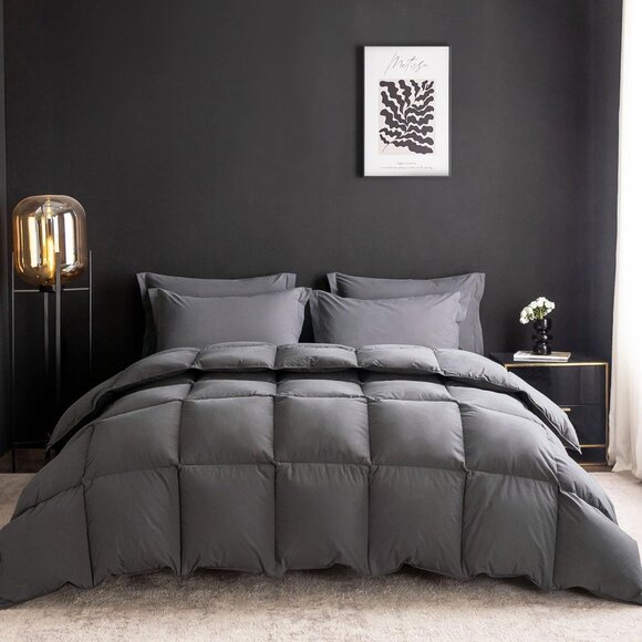 Luxury Organic Down Comforter - Full/Queen, 750+ Fill Power, Grey 90x90 - Picture 1 of 9